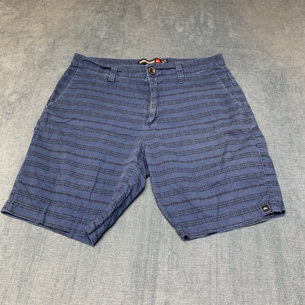 Quiksilver Chino Shorts Mens 32 Navy Blue Aztec Pattern Hiking Casual Outdoor